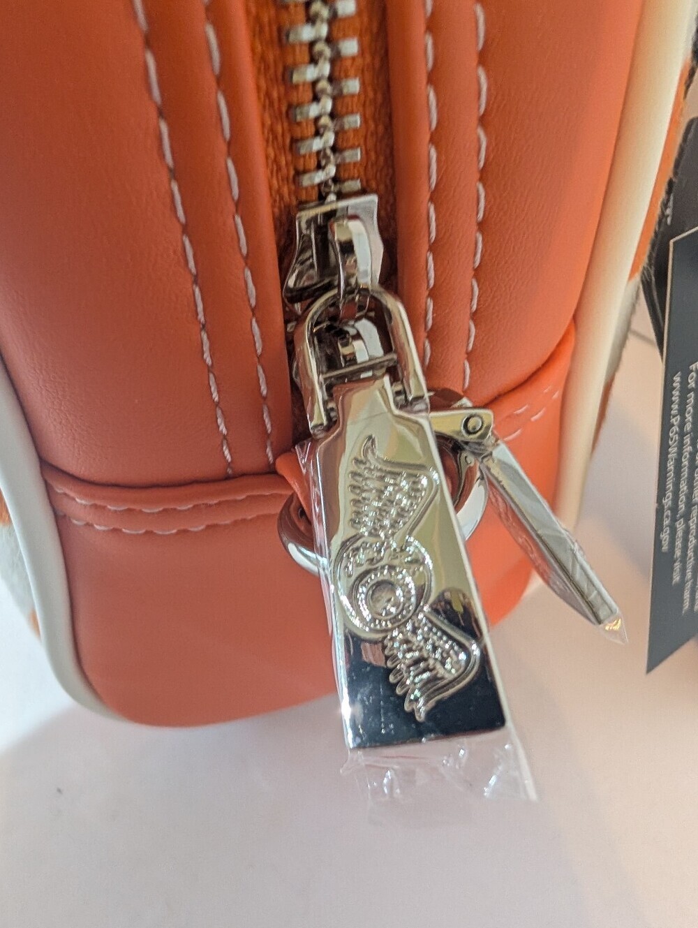 NWT Von Dutch Orange Cowprint Bowling Bag Satchel/ Crsbdy with Turquoise Logo - Picture 3 of 9